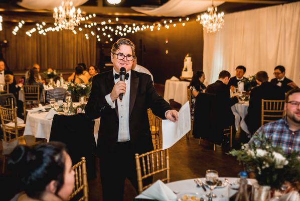 Seattle Wedding DJ Alan Chitlik serves as the MC at events as well as being the DJ.