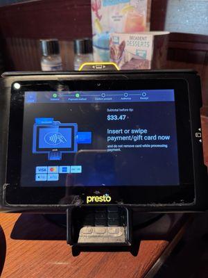 This touchpad on my tables worked much better today with the touchscreen. Had to have the server enter coupons separately ...