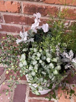 Elegant white and green for the shady front porch