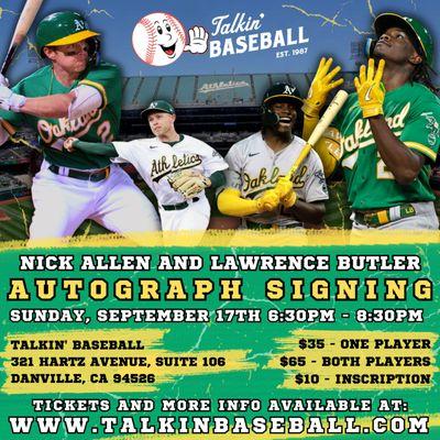 Nick Allen and Lawrence Butler Public Autograph Signing on Sunday, September 17th from 6:30-8:30pm!