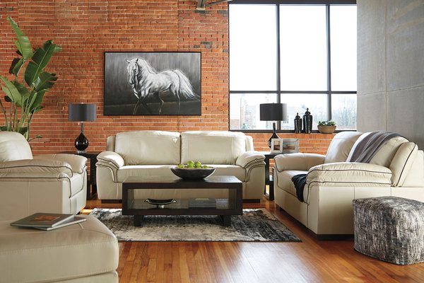 Islebrook Vanilla Leather living room group ....