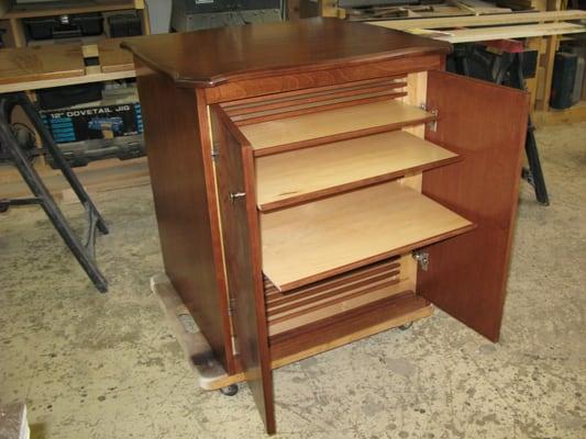 Custom built cabinet to hold vintage records for a victrola