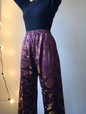 Purple and gold flowy pants