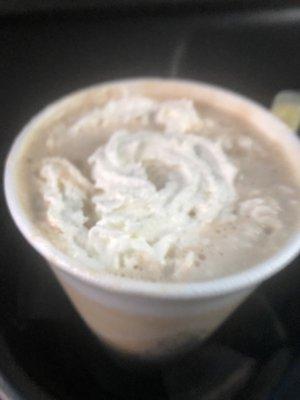 Mocha with coconut milk and whip cream