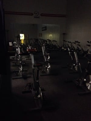 Spin Room (pre class - lights off) Bikes are Keiser