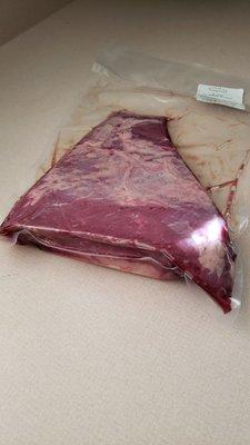 Brisket in cryovac packaging