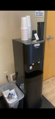 Water dispenser in waiting room.