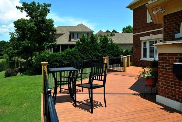 Constructed a new composite deck with metal railing and under-deck drainage system.