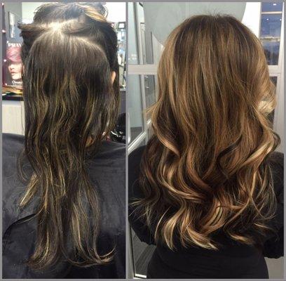 Before and after color & extensions