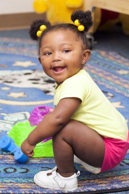 Teachers in our infant room nurture each child individually and enhance learning through singing, reading, talking and play.