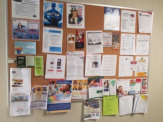 Resource Wall for Veterans, the community and families.