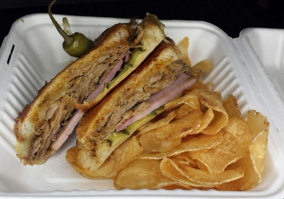 Cubano sandwich topped with very spicy pepperoncini.