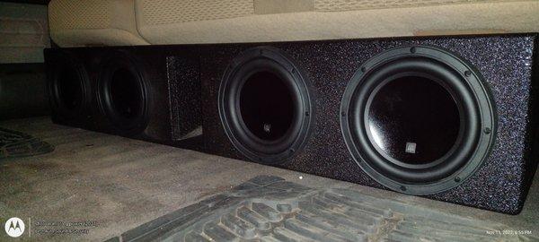 Four 8" Triton Audio SQ series Subwoofers and under seat ported enclosure  Ford F150