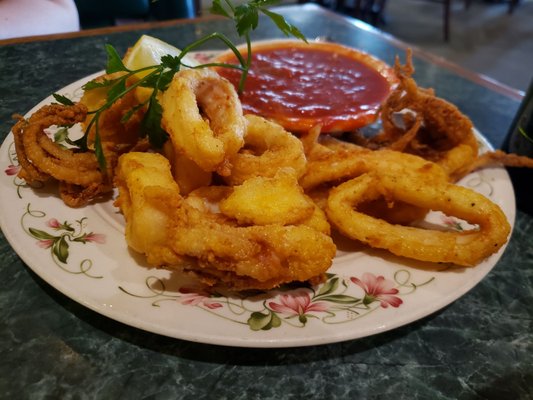 The most tender fried calamari!!! Delicious.