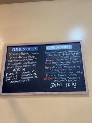 smoothie menu