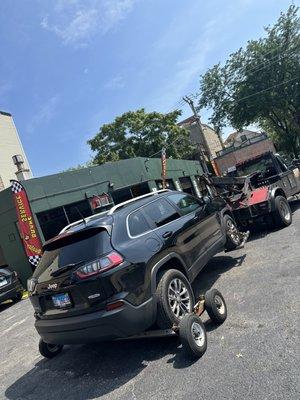 Dropping off an suv at a mechanic shop