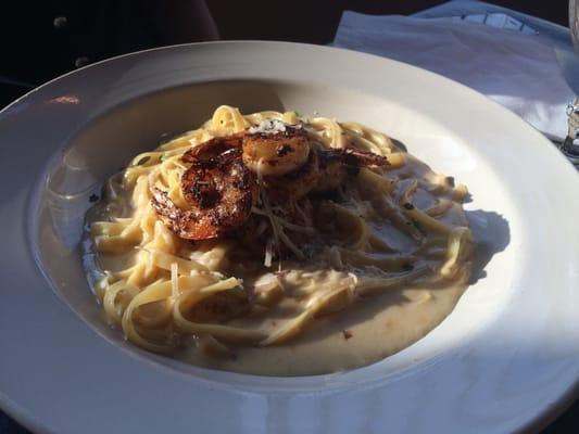 Blackened shrimp Alfredo.