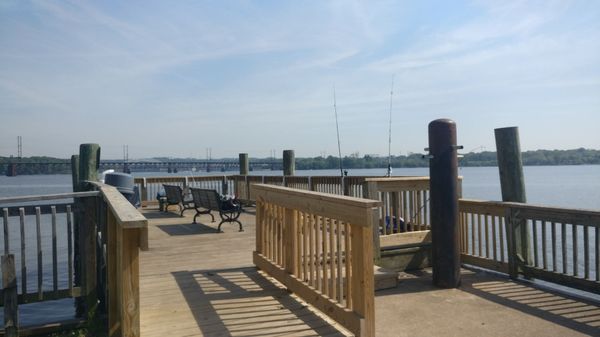 Pier with rod holders and benches