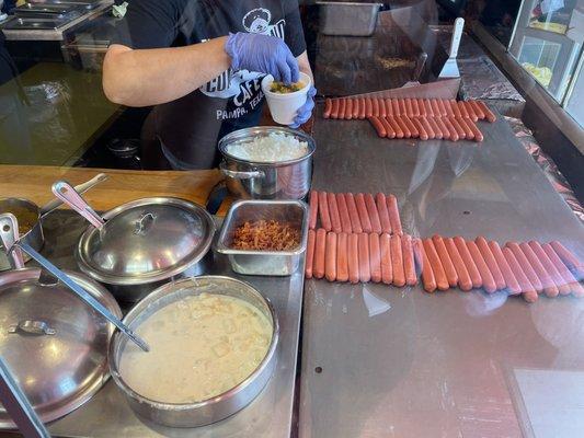 Coney's on the grill!