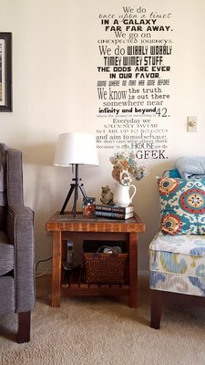 Sandtown End Table w/ customized tin tile inlay top.