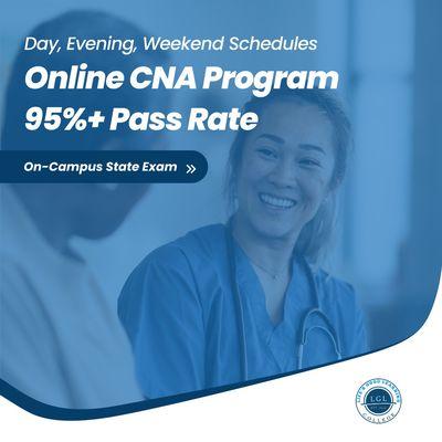 Our CNA program State Exam is on our campus and we have over 95% Pass Rate