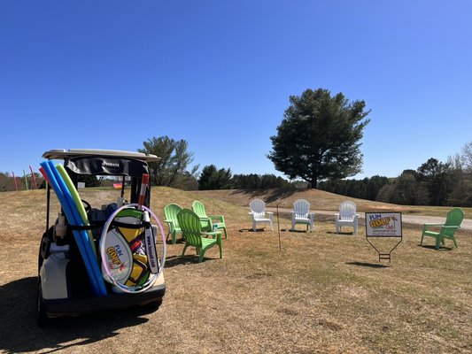 our setup by the driving range. a place to hang out with fellow members