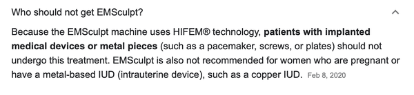 EMS is contraindicated for patients with metal plates or screws in their body!