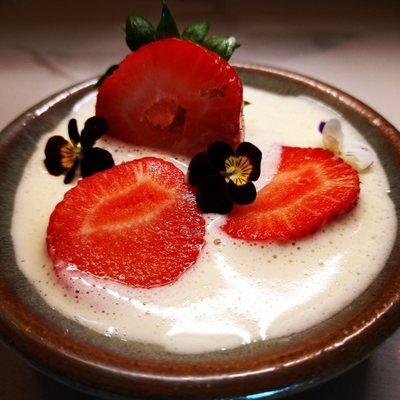 Strawberries with Creme Anglaise.