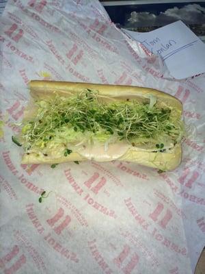 #12 - Beach Club. Turkey, provolone, cucumbers, mayo, avocado spread and tomatoes (add sprouts).