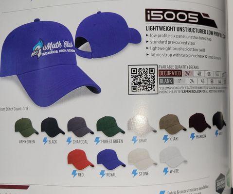 Embroidered Hats with many styles to choose from~