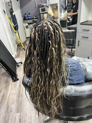 Bohemian braids with few curly hair