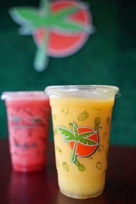 Two fruit smoothies