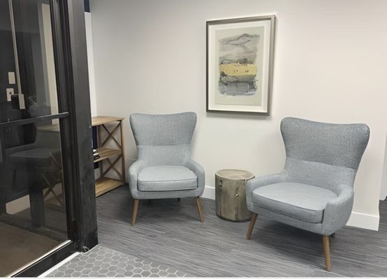 Our accessible, comfortable and serene client waiting area. Our clients receive a personal code to gain easy entrance to our building.