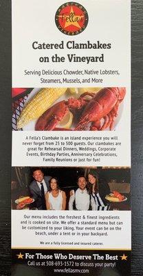 Fella's flyer for catering