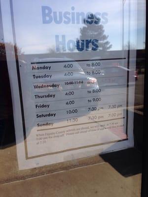 The hours they are supposed to be open.