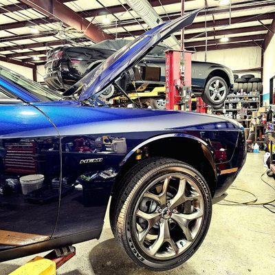 Two American Muscle Cars in for services.