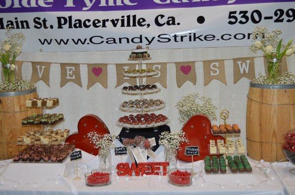 We offer candy buffets and chocolate towers for events.