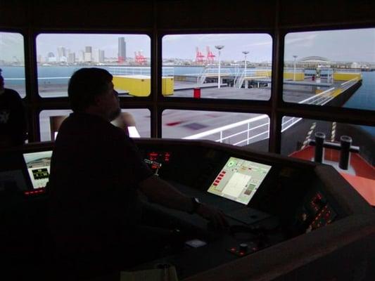 PMI's Full-Mission Towing Simulator, 330-degree of view, works in tandem with both sims for ship assist and escort training.