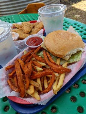 Hot and Crunchy Fish Sandwich with Mixed Fries