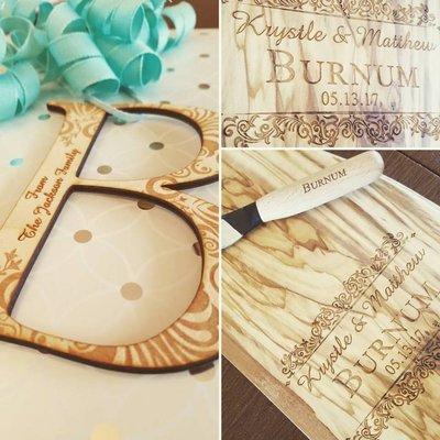 Laser engraved gift tag and cutting board