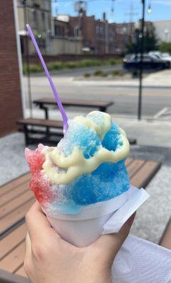 Bomb pop shaved ice with condensed milk