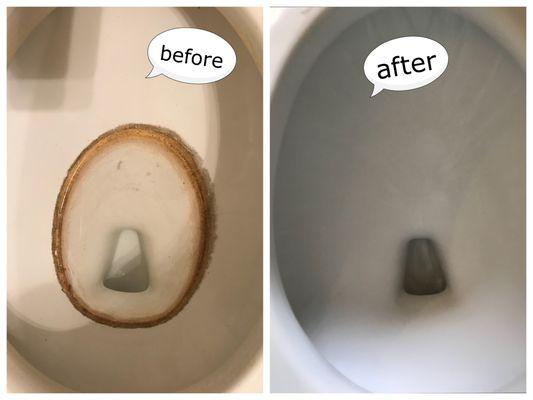 Toilet before and after