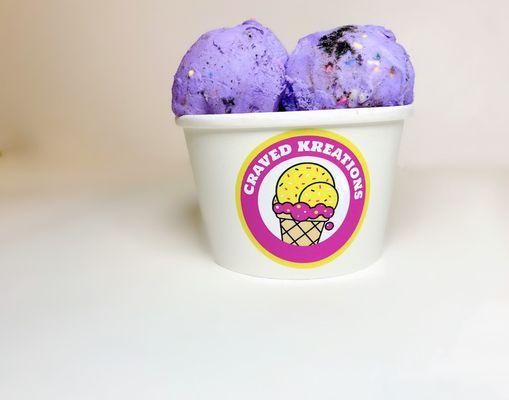 Custom purple cookie and cream, with a little sprinkles added in for an extra pop of color