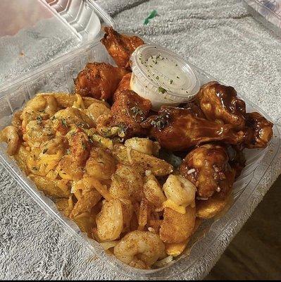 Wings & Loaded Seafood Fries