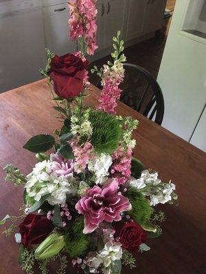 Mom's 91st Birthday Arrangement. Gorgeous!