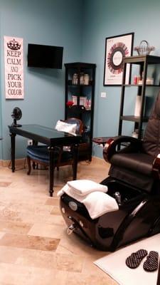 Pampering your hands and feet in an intimate salon suite.