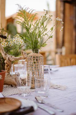 Vavine's beautiful table decor for our wedding dinner in Yucca Valley :)