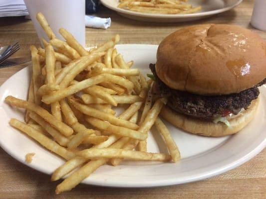 Hamburger and fries