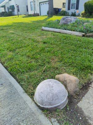 We make sure we weed wack around all structures or rocks that are in your yard leaving a clean professional look.