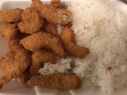 Fried Shrimp & White Rice.  Very delicious and fresh!!!